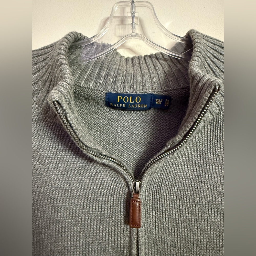 Polo Ralph Lauren Mens 1/4 Zip Pullover Sweater Gray W/ Green Pony Size 3XLT - Picture 2 of 4